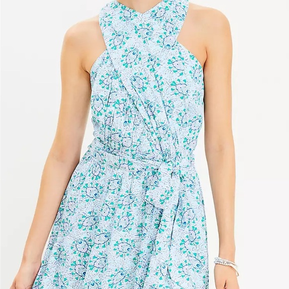 LOFT Dresses & Skirts - LOFT Halter Blue Floral Dress